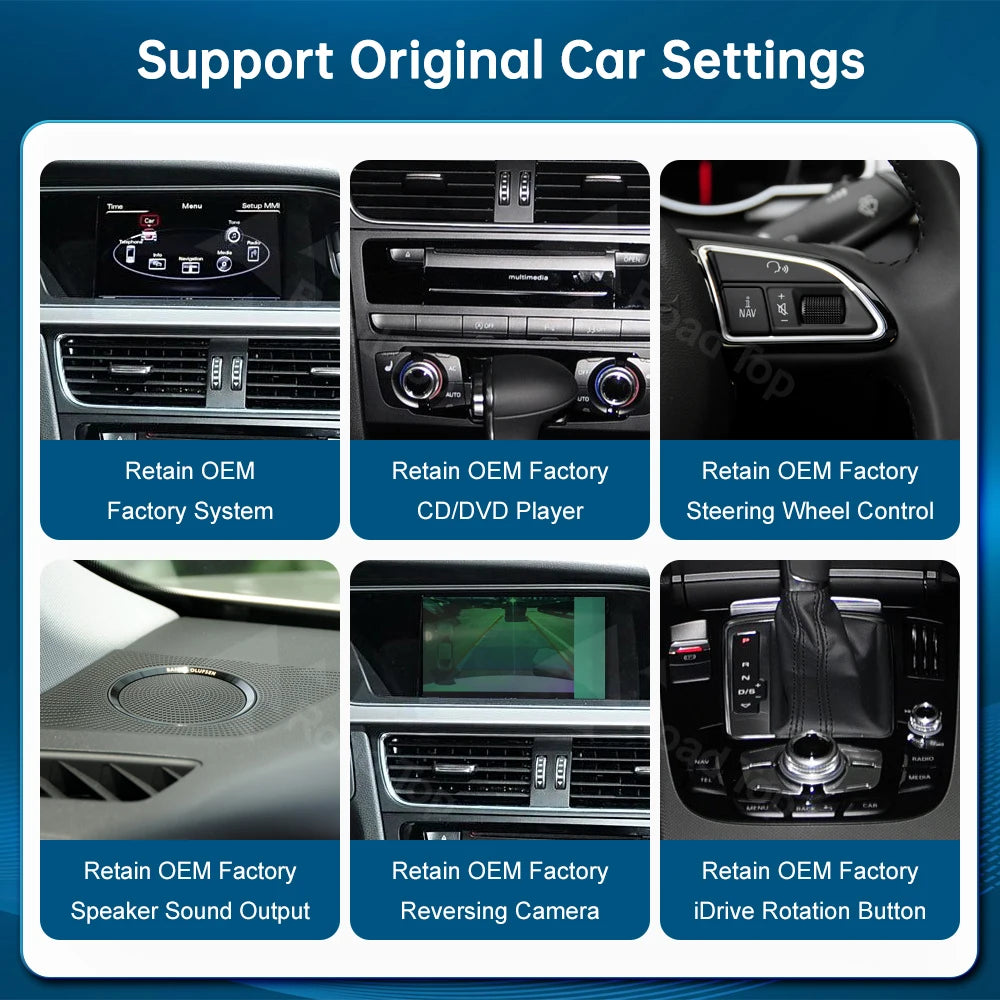 RoadTop Linux Touch Screen Car Multimedia Display For Audi A4 2009-2015 With Wireless Carp | AUTOKITSHOP