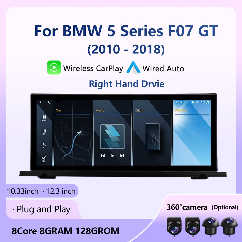 Right Hand Drvie Android16 For BMW 5 Series F07 GT 2010-2018 CIC NBT System Car Video Mult