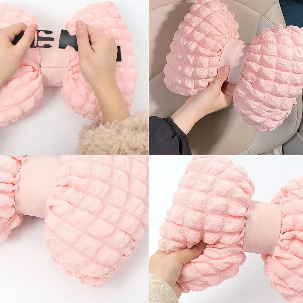 Cartoon Bowknot Neck Pillow Car Headrest Lumbar Support Soft Pink Car Waist Pillow Car Interior  - Automotive LED Light