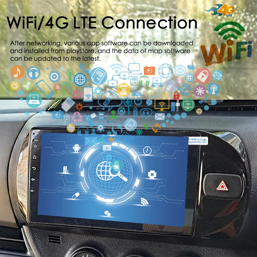 AI Voice Android14 Big Screen Car Video Player Radio Upgrade For Toyota Vitz 3 III XP130 1