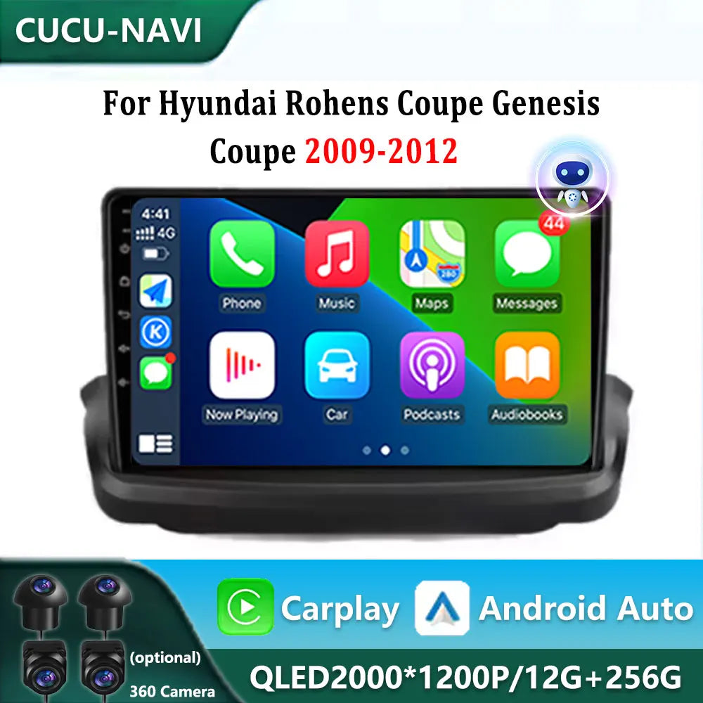 Android 14 Carplay Auto For Hyundai Rohens Coupe Genesis Coupe 2009-2012 Car Radio Multime | AUTOKITSHOP