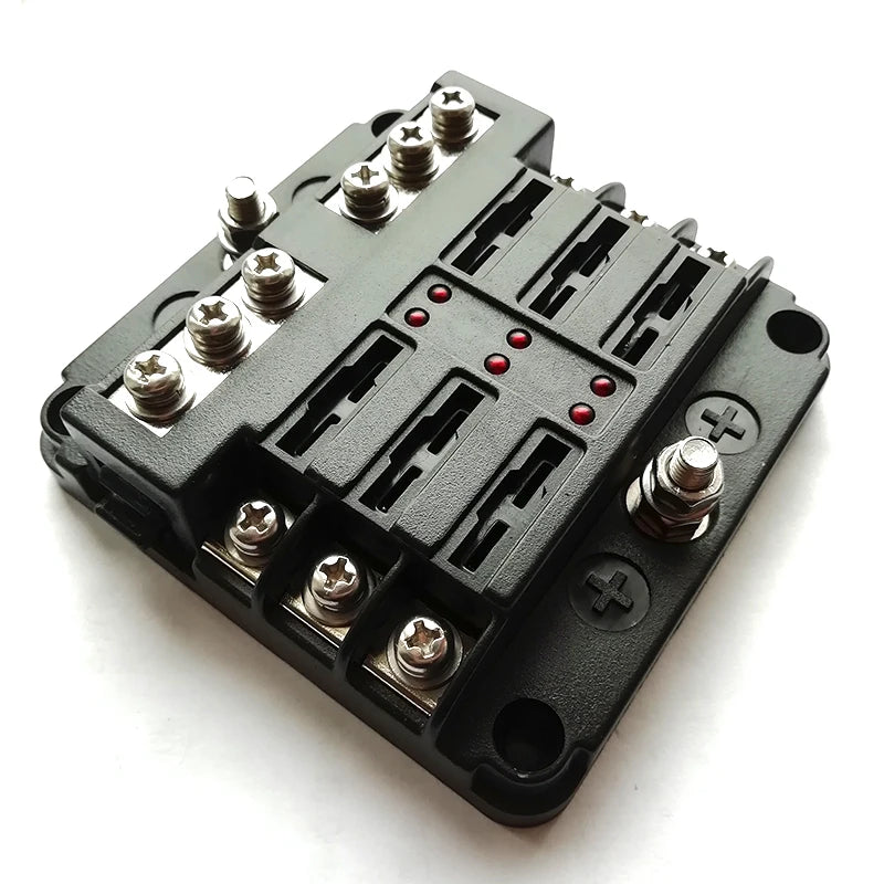 6-gang Blade Fuse Holder Box for Car Fog Headlight Charger Fan Circuit Protector