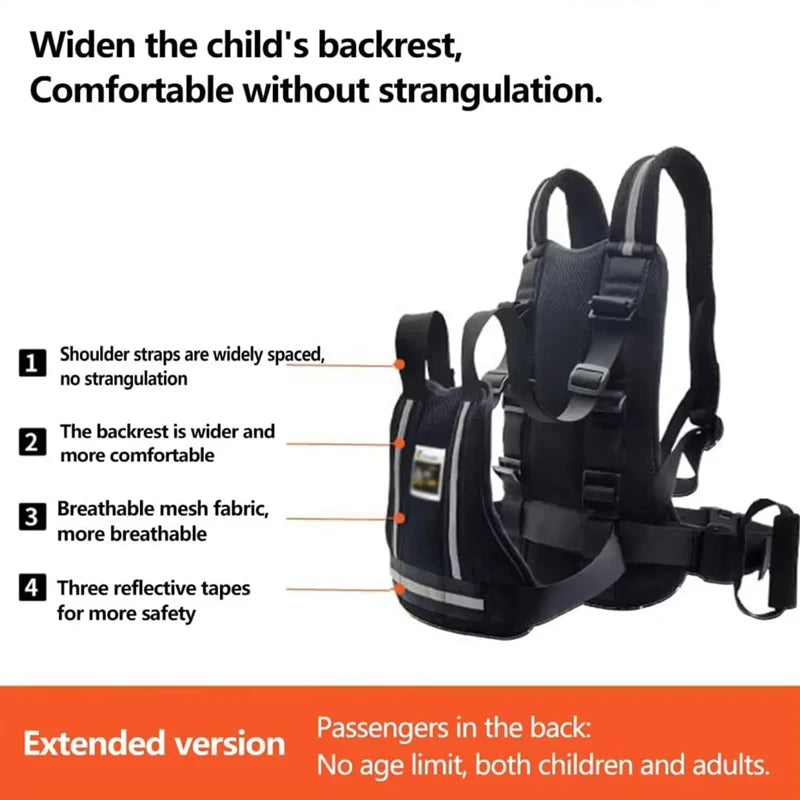 Motorcycle Safety Belt for Kids Adjustable Children Harness Anti-drop Baby Riding Seat Belt for  - Automotive LED Light