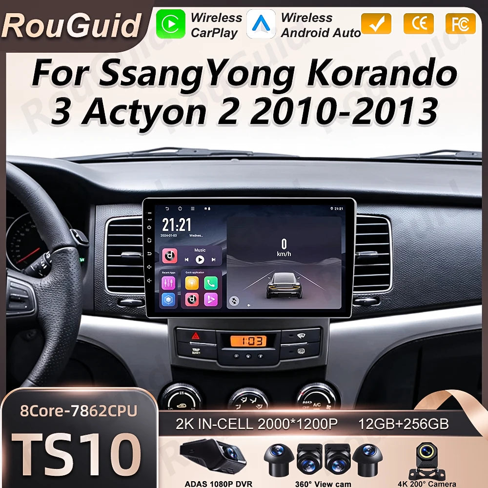 Android 16 Auto Car Radio For SsangYong Korando 3 Actyon 2 2010 2011 2012 2013 Carplay Mul | AUTOKITSHOP