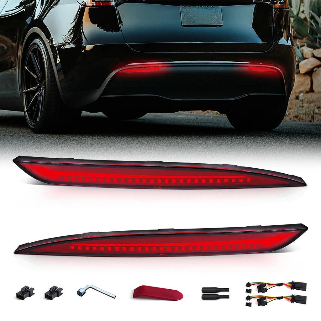For Tesla Model 3 Model Y 2018 2019 2020 2021 2022 Led Rear Bumper Reflector 3 Functions B | AUTOKITSHOP