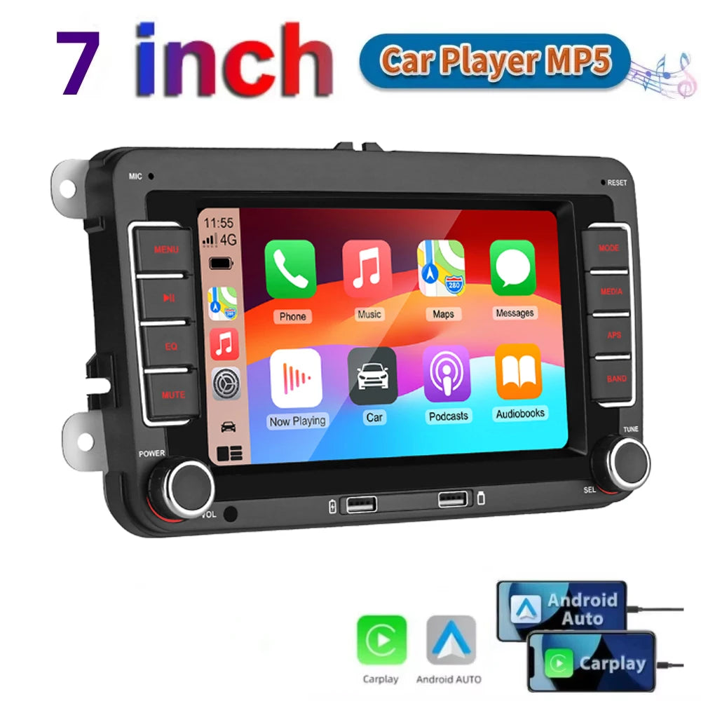 7" Car Multimedia Central Radio 2 Din Car Autostereo MP5 Player Android Auto Carplay Car B
