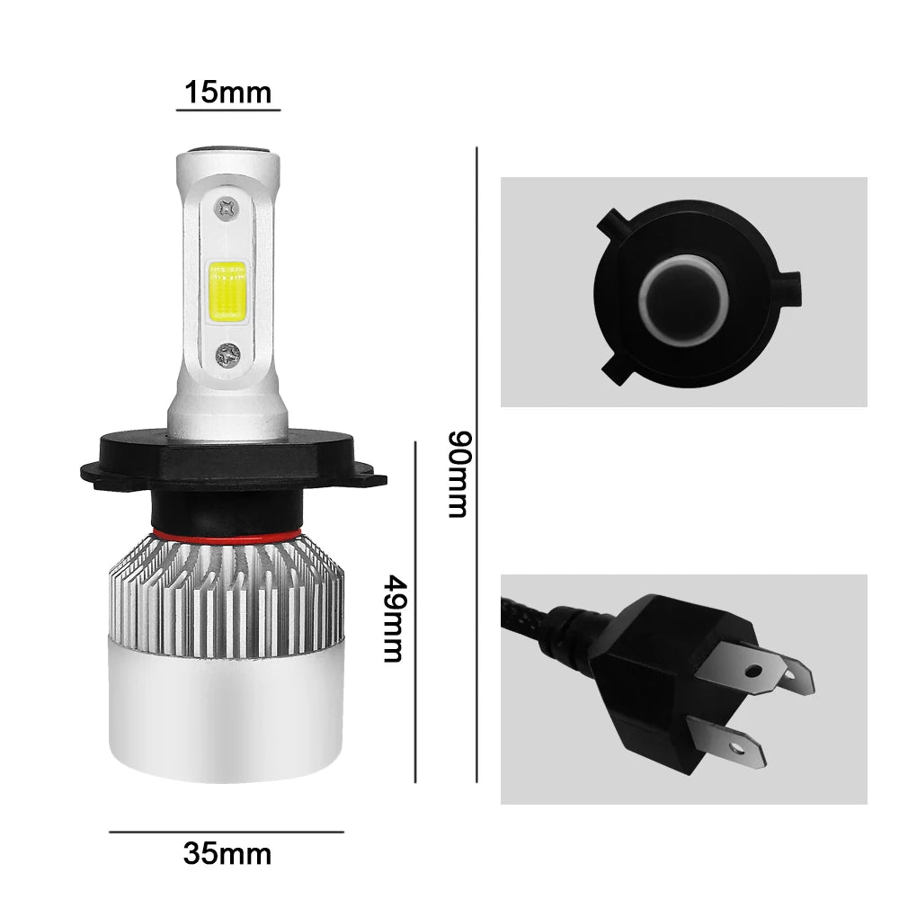 H4/9003/HB2 Hi/Lo LED Headlight 20000LM 100W Car Lamps 6000K White High Bright Lights H4 B