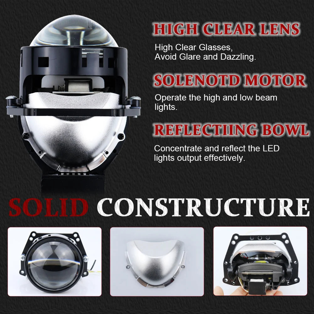 3.0 Inch Bi Led Projector Lens Halo Lights H4 H7 9005 9006 Car Headlights Hella 3R High Lo