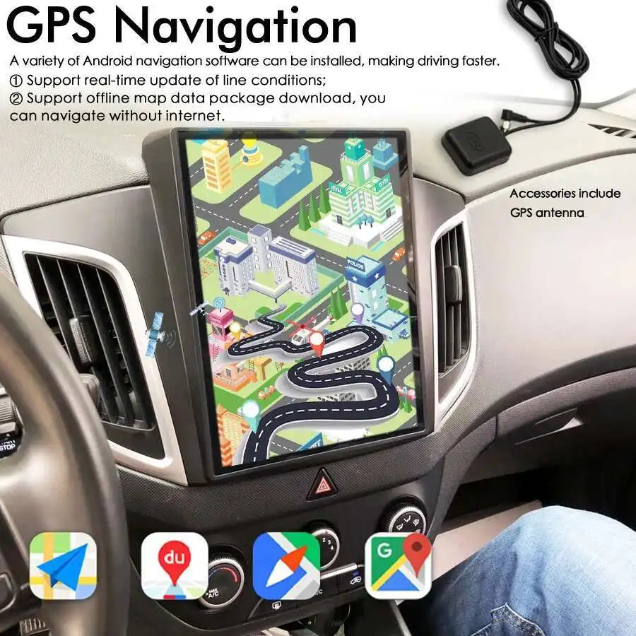 Veritical Screen 64GB Car Multimedia GPS Navigation For Hyundai Creta 2017 IX25 Audio Blue