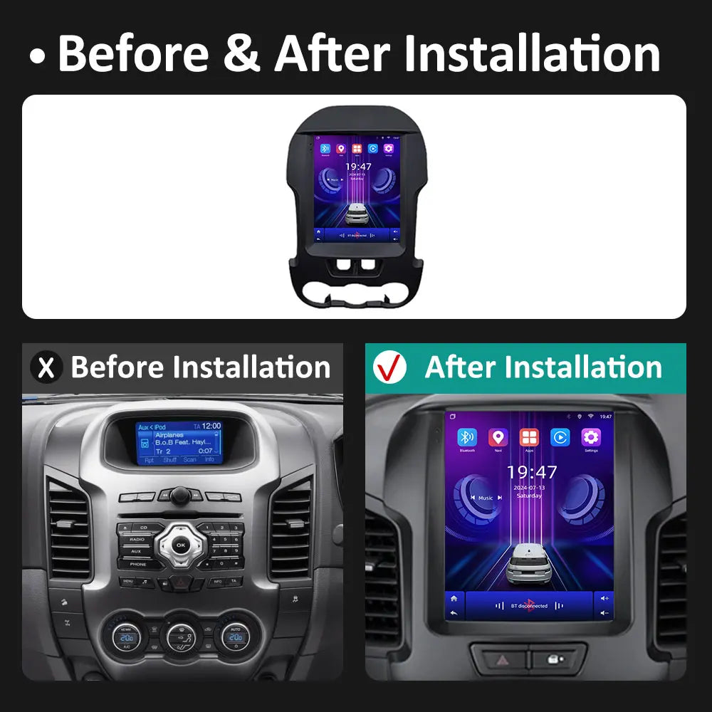 Wireless Carplay GPS Navi for Ford Ranger 2012 2013 - 2015 Android 14 Car Video Multimedia