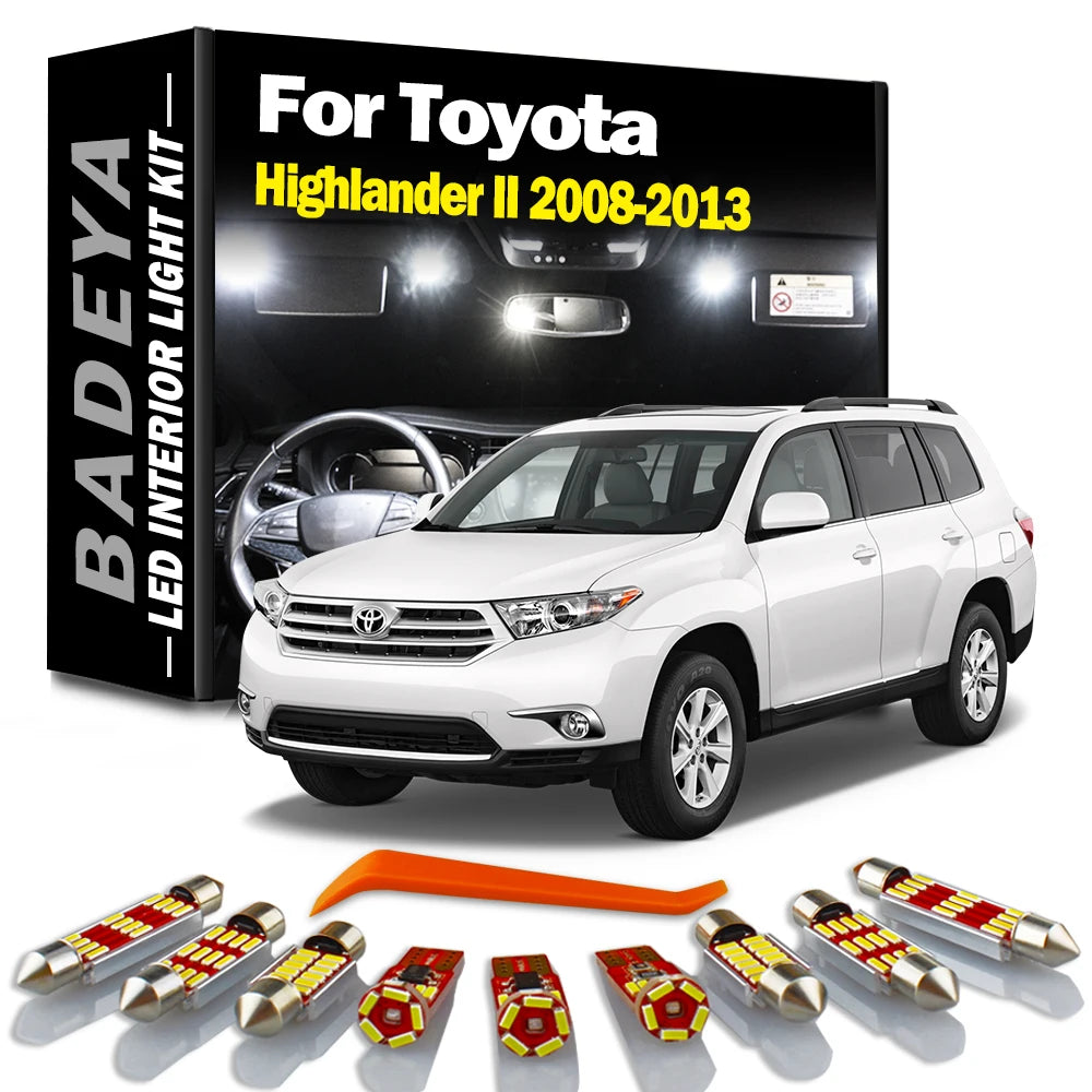BADEYA 15Pcs Car Accessories LED Interior Trunk Dome Reading Light Kit For Toyota Highland