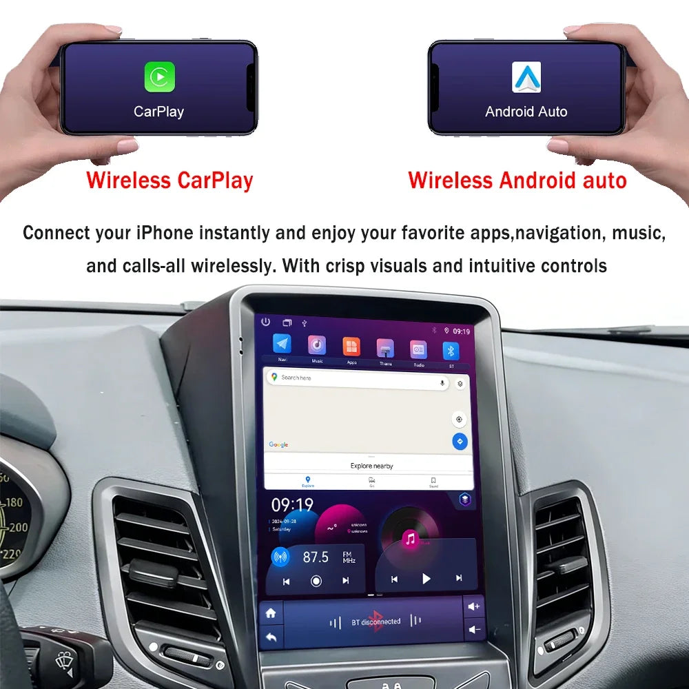 For Ford Fiesta MK6 MK7 2009 - 2017 9.7 inch wireless Carplay Android Car Radio Multimedia