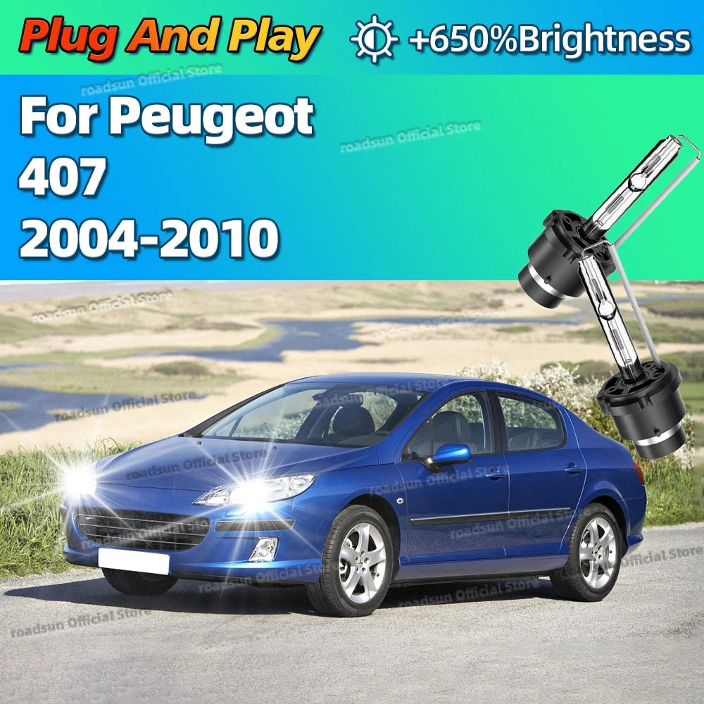 HID D2S 35W Xenon 6000K Auto Lamp Car Headlight Bright White Upgrade For Peugeot 407 2004