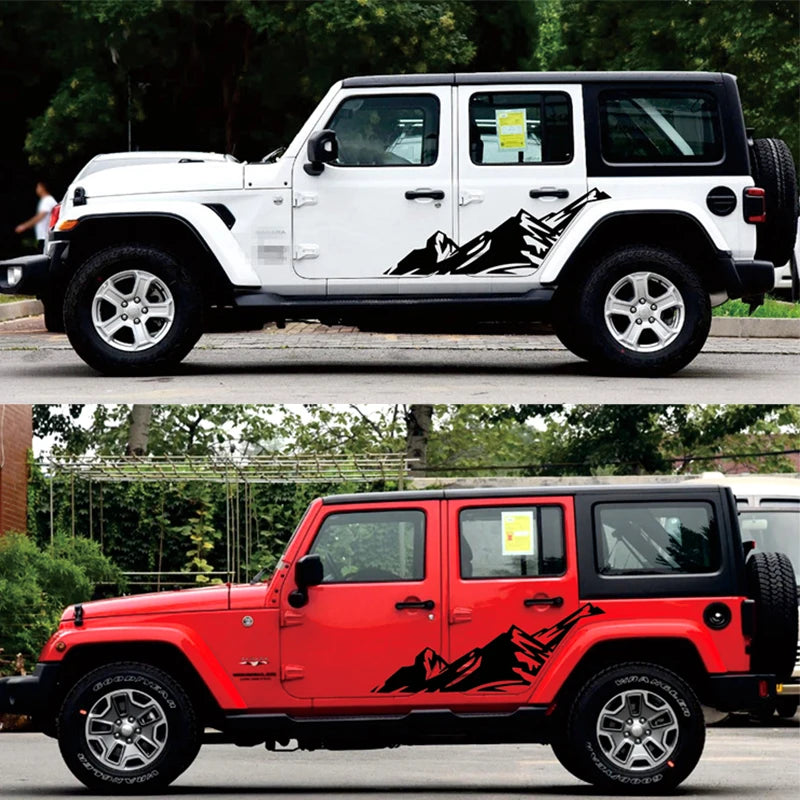 1 Pair Snow Mountain Car stickers Range Mountain Vinyl Car Decals Sticker For Jeep Wrangle