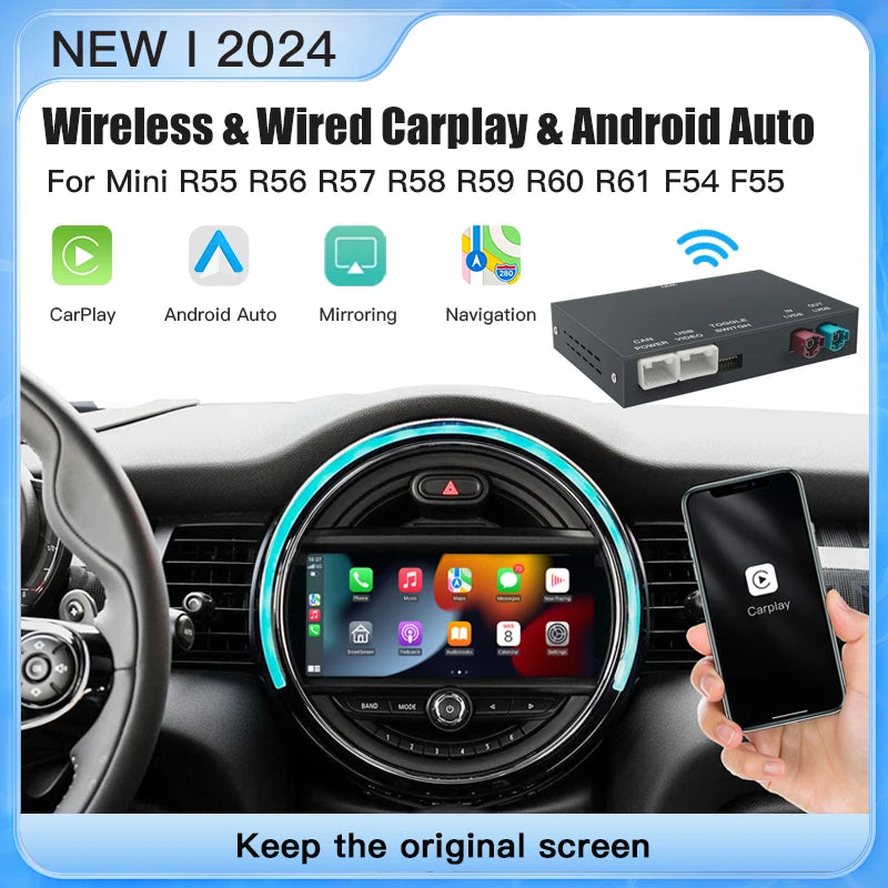 Wireless CarPlay Android Auto for Mini R55 R56 R57 R58 R60 R61 F54 F55 F56 Clubman Country