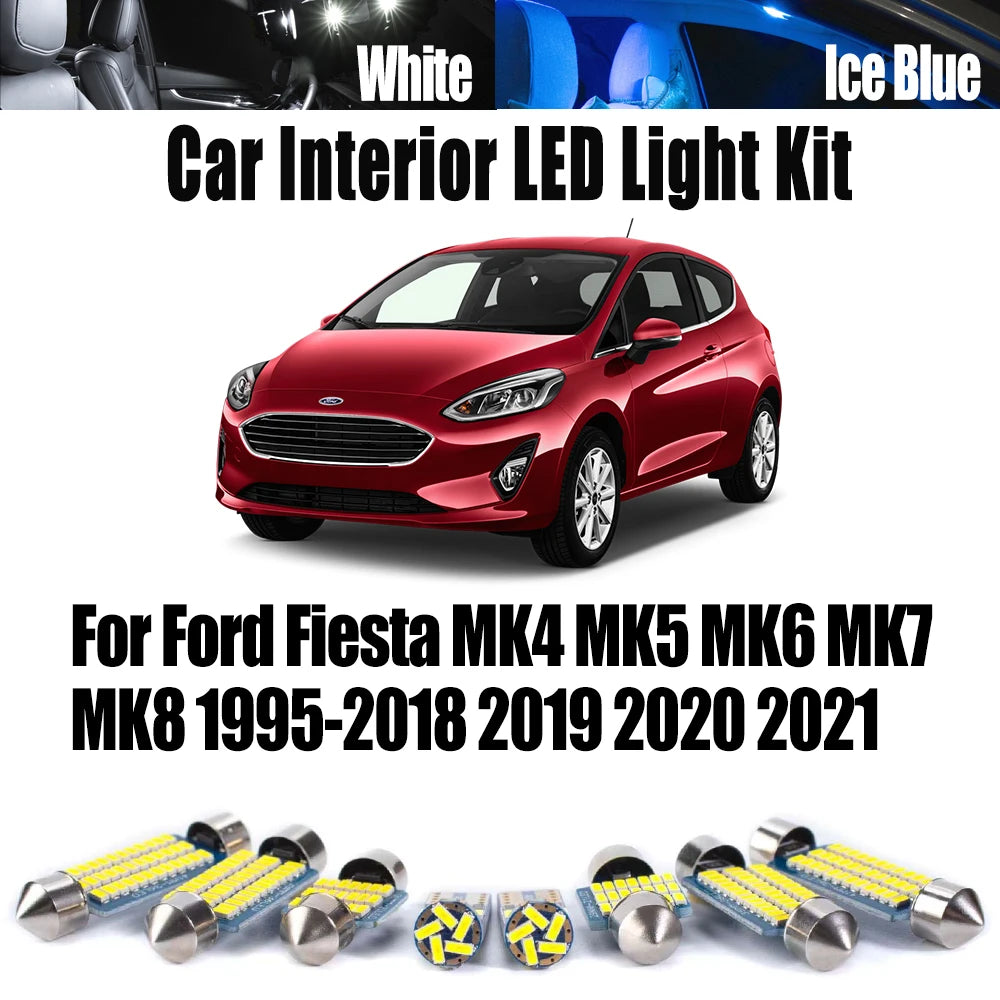 LED Interior Light Kit for Ford Fiesta MK4 MK5 MK6 MK7 MK8 1995-2018 - Canbus Dome Map Door Trunk Bulbs | AUTOKITSHOP