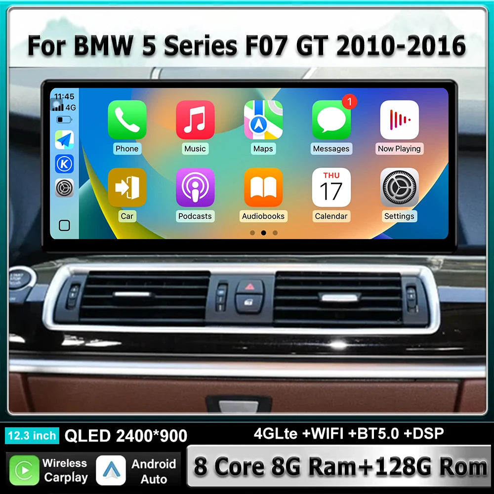 Android 16 Carplay Car Radio Multimedia For BMW 5 Series F07 GT 2010-2016 CIC NBT Android