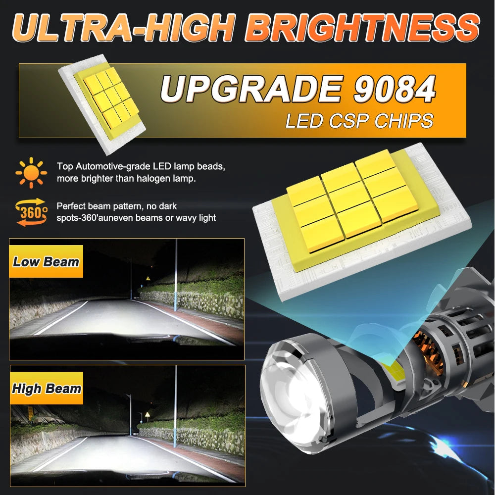 H7 H4 LED Projector Headlights 9003 HB2 Canbus Car Motorcycle Bi Led Mini Lens Lights 6000