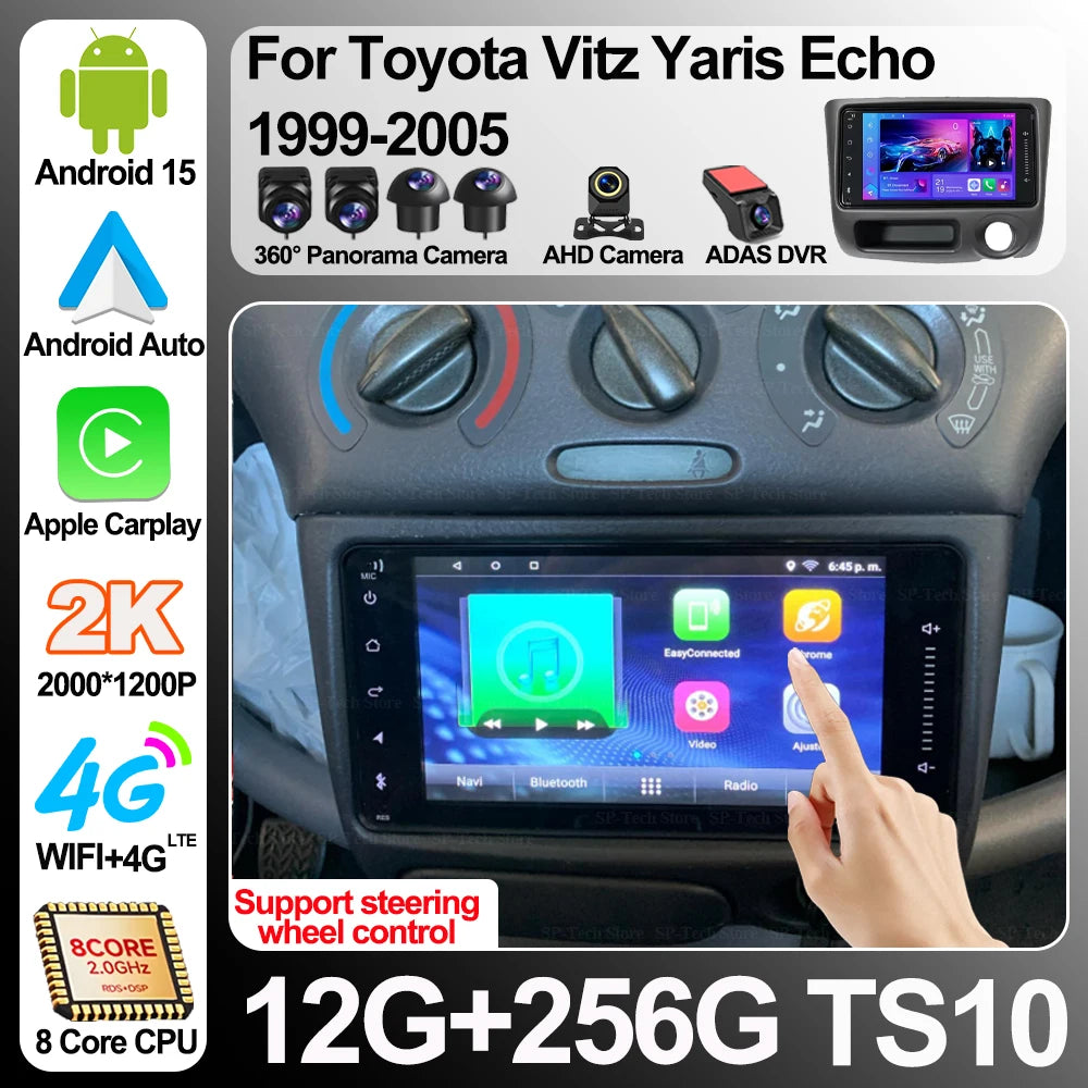 Android 16 For Toyota Vitz Yaris Echo 1999-2005 Car Carplay Gps Navigation Android Auto Sc | AUTOKITSHOP