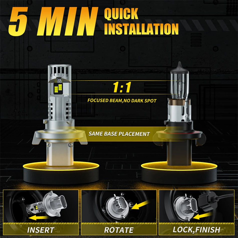HB1 9004 9008 Car LED Headlight Bulbs 22000Lm H13 9003 H4 100W 9007 HB5 LED High and Low B