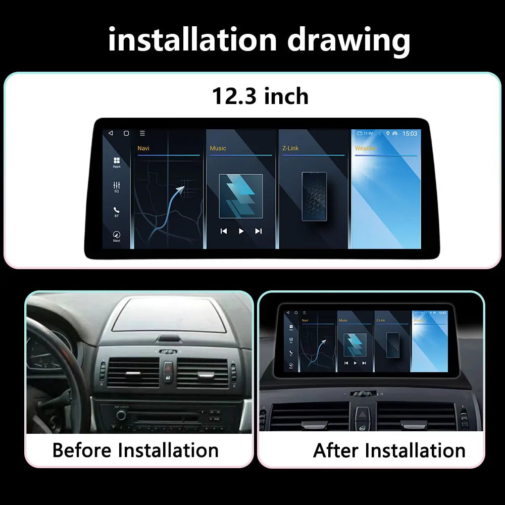 12.3 Android16 AUTO For BMW X3 E83 2005-2011 Car Raido Multimedia System radio Screen Wire