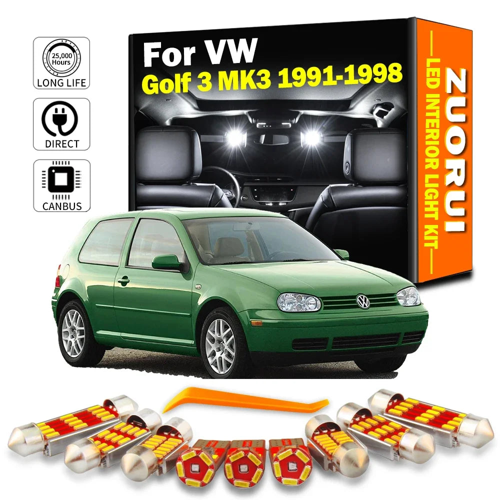 10-Piece LED Interior Light Kit for VW Volkswagen Golf 3 MK3 1991-1995 - Canbus Dome Map Door Trunk Bulbs | AUTOKITSHOP