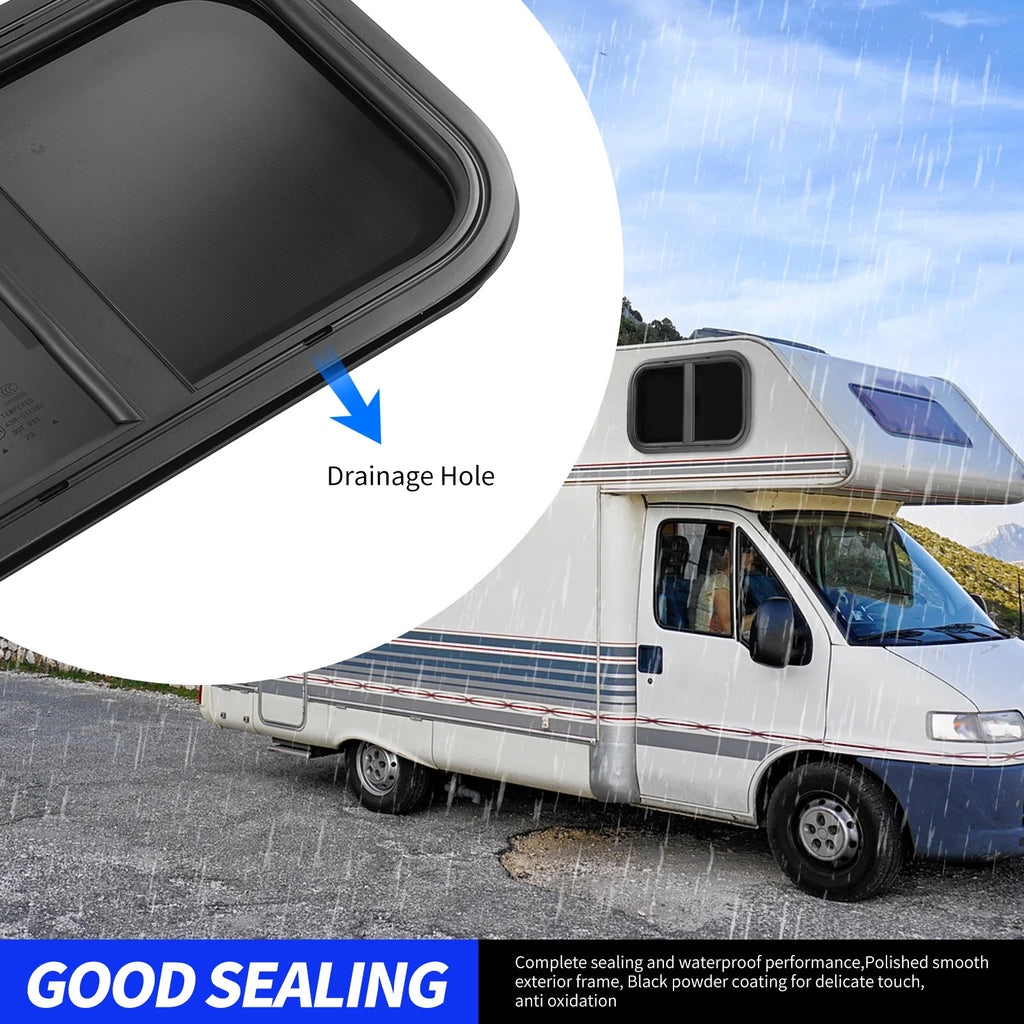 RV Window 535x335mm/21.06x13.18in RV Push Pull Window Rounded Corner Waterproof Sealed UV Proof  - Automotive LED Light