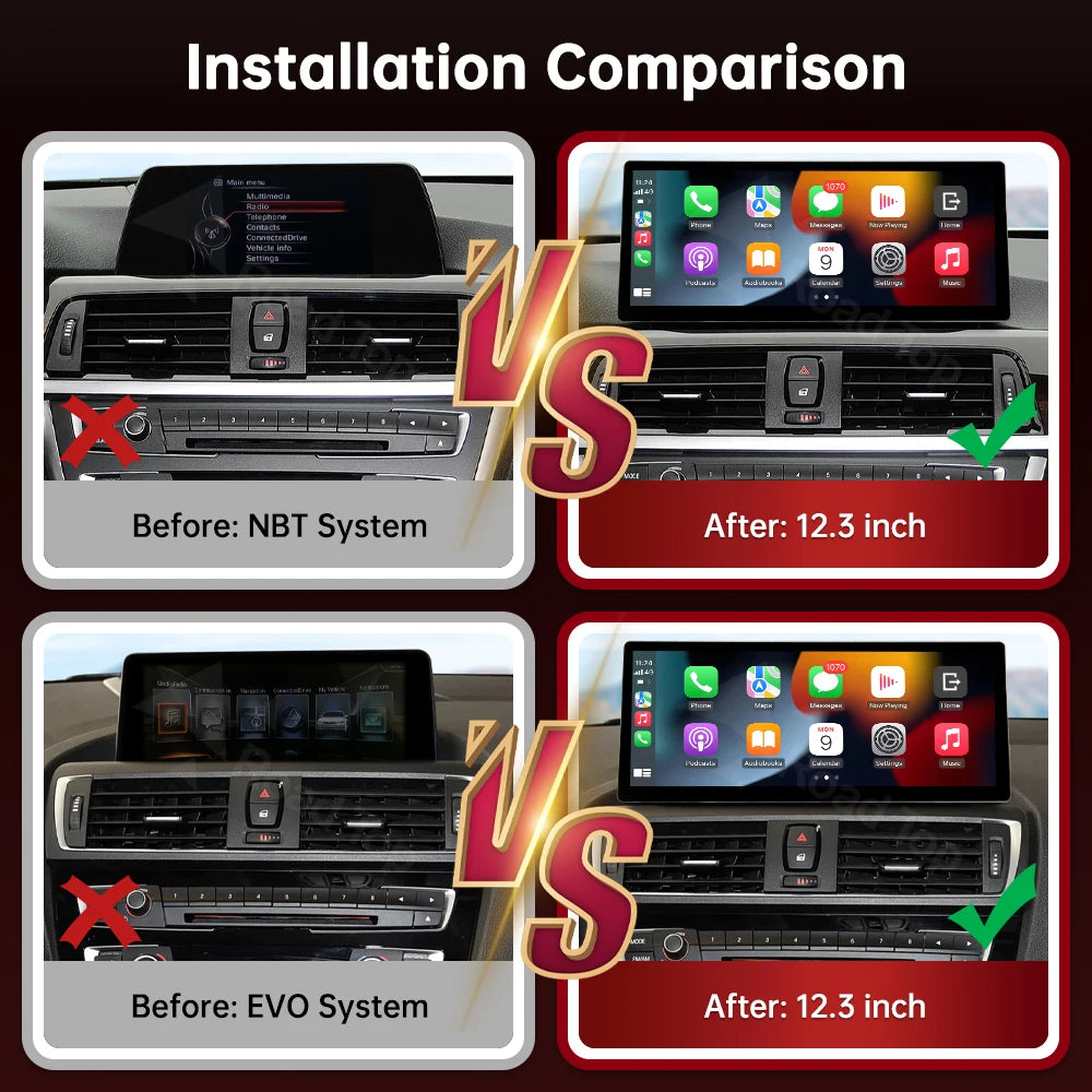 RoadTop 12.3 Wireless CarPlay Linux System Multimedia Display For BMW Series 3 4 F30 F31 F | AUTOKITSHOP