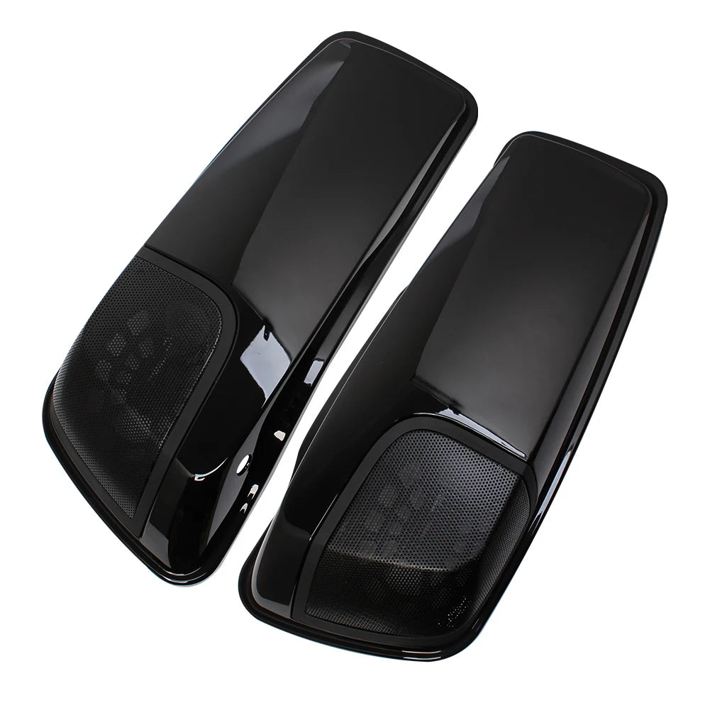 Gloss Black Motorcycle Saddlebag Speaker Lid Cover For Harley Touring Road King Electra Street G - Automotive LED Light