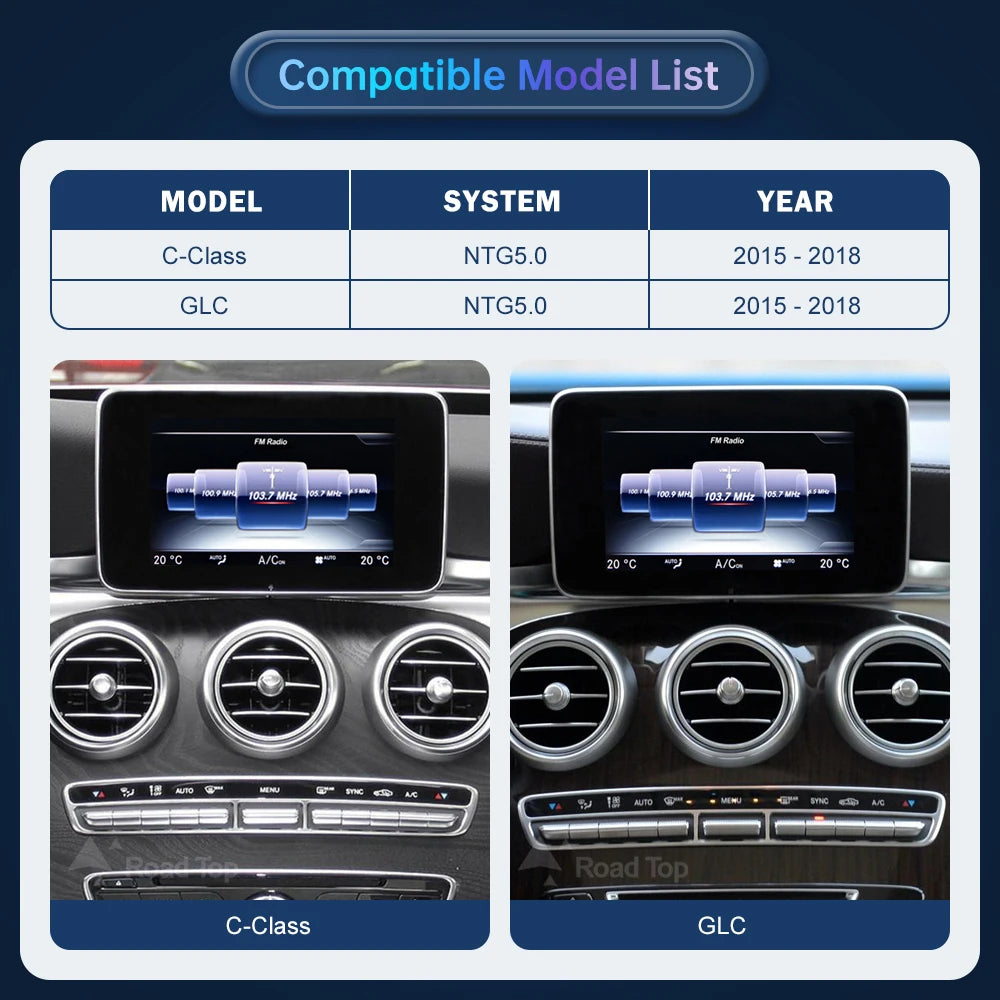 RoadTop Wireless CarPlay Android Auto for Mercedes Benz C-Class & GLC-NTG5.0 2015-2018 wit | AUTOKITSHOP