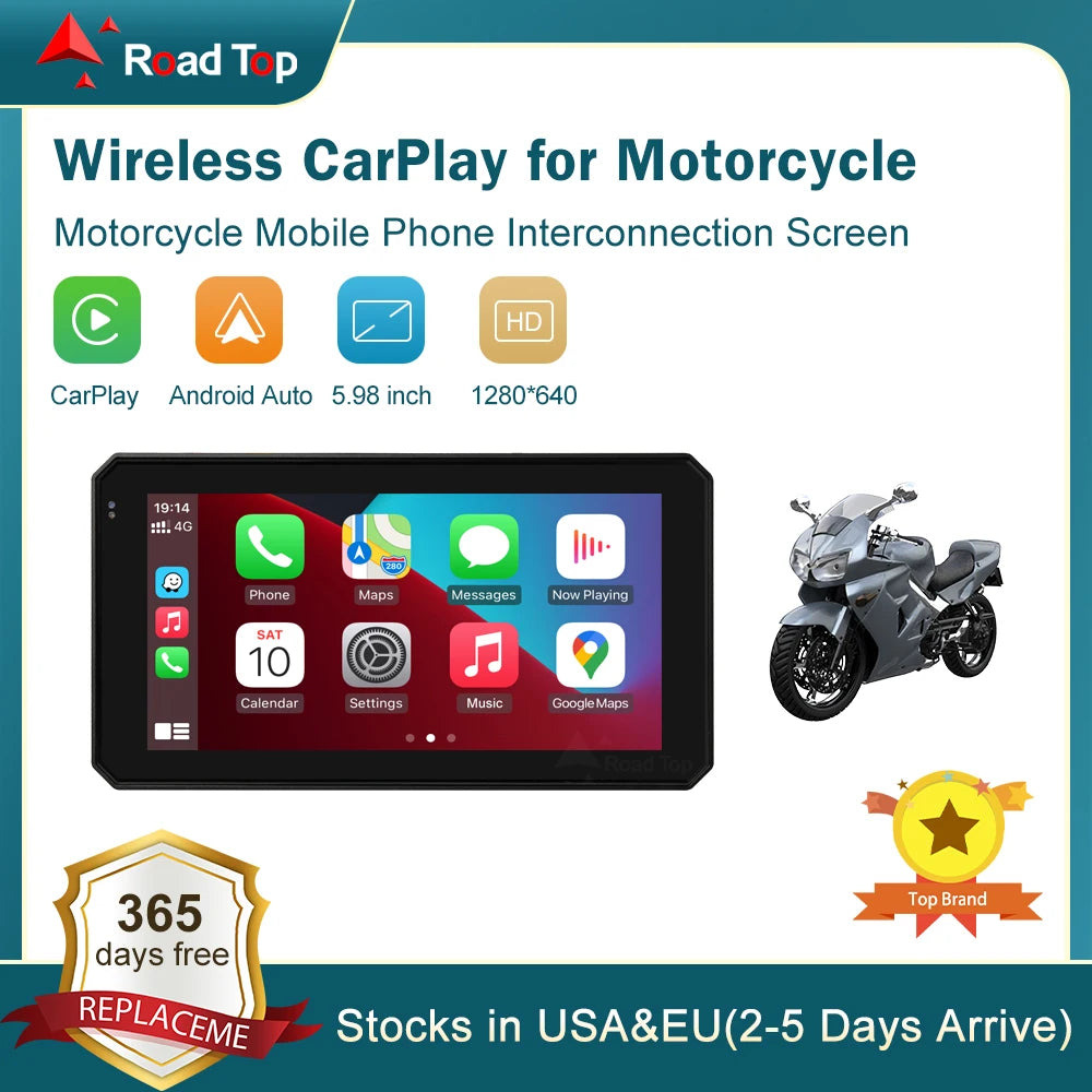 5.98 Inch Portable GPS Navigation Motorcycle Waterproof Carplay Display Motorcycle IPX7 GP