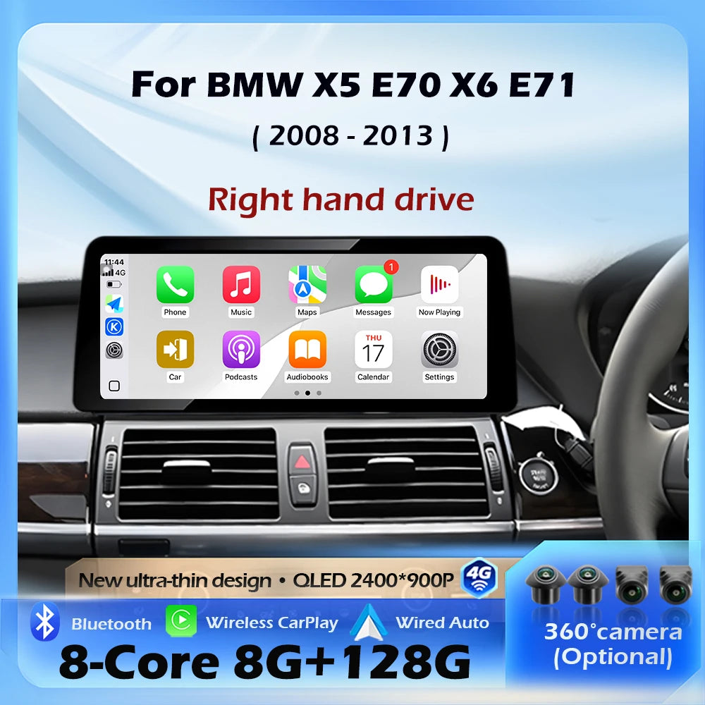 Right hand drive For BMW X5 E70 X6 E71 2008 - 2013 CCC CIC System Wireless Carplay Android