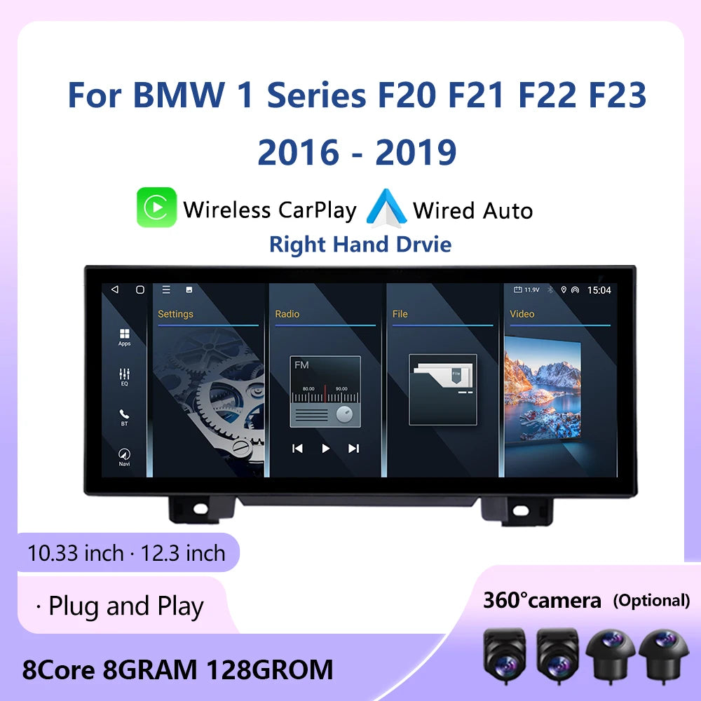 Wireless CarPlay Android Auto GPS For BMW 1 Series F20 F21 F22 F23 2016-2019 EVO/NBT Syste