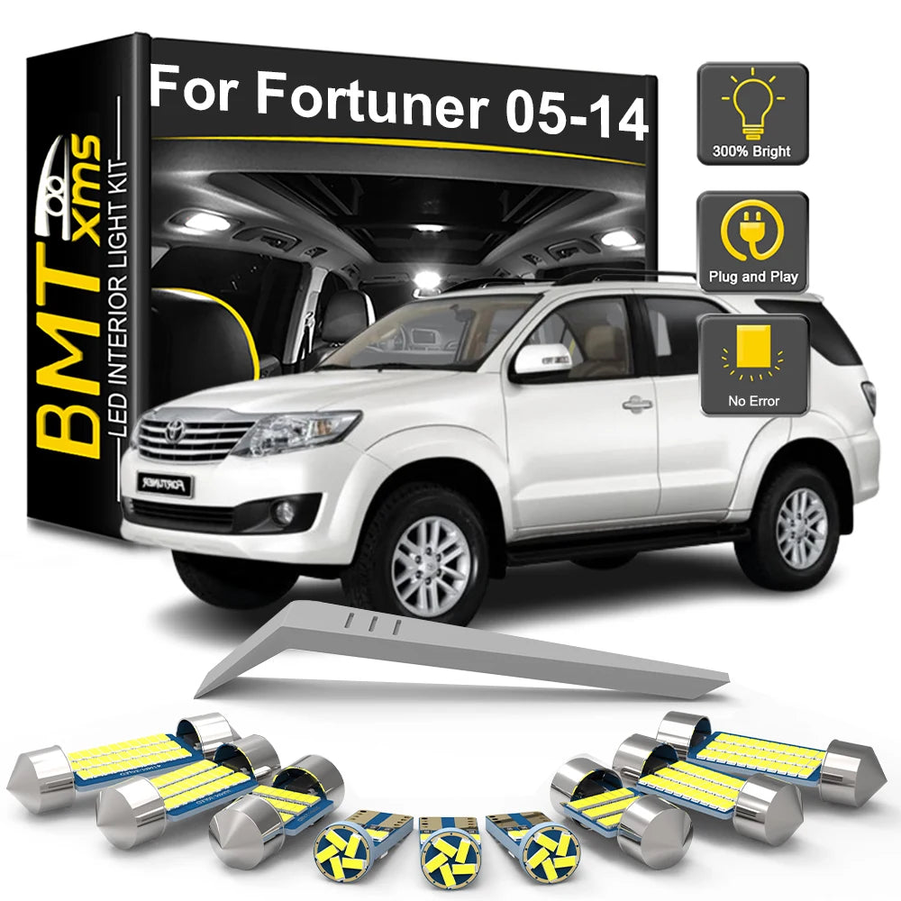 10-Piece LED Interior Light Kit for Toyota Fortuner MK1 I 2005-2007 - Canbus Dome Map Door Trunk Bulbs | AUTOKITSHOP