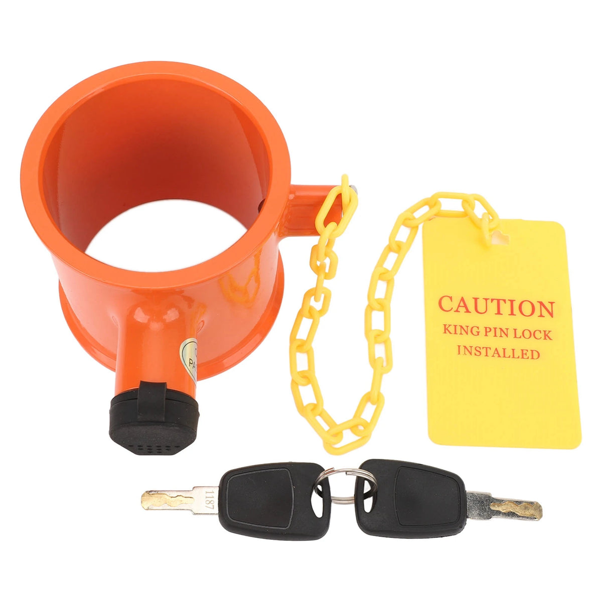 Trailer 5th Wheel Pin Lock 74mm Aluminum Alloy Warning Tag Anti Theft Fifth Wheel Hitch Lock for - Automotive LED Light