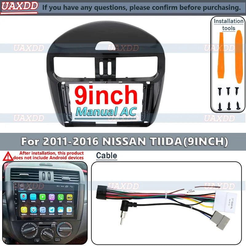 Center fascia cable video Android For 2011-2016 NISSAN TIIDA 9INCH adapter player CD box m