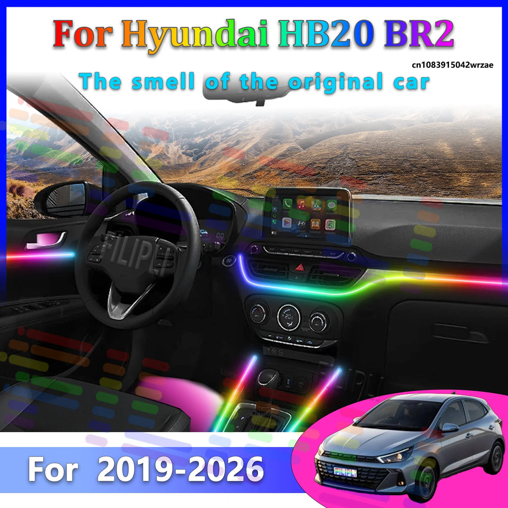 LED Interior Light Kit for Hyundai HB20 BR2 Car LED Ambient Lamps Colorful Atmosphere Lights Auto Interior Neon Strip...