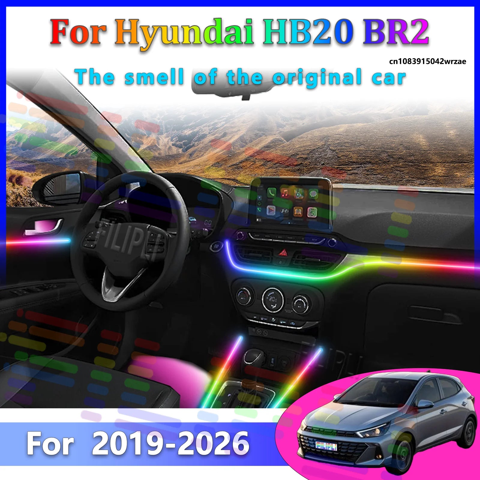 LED Interior Light Kit for Hyundai HB20 BR2 Car LED Ambient Lamps Colorful Atmosphere Lights Auto Interior Neon Strip...