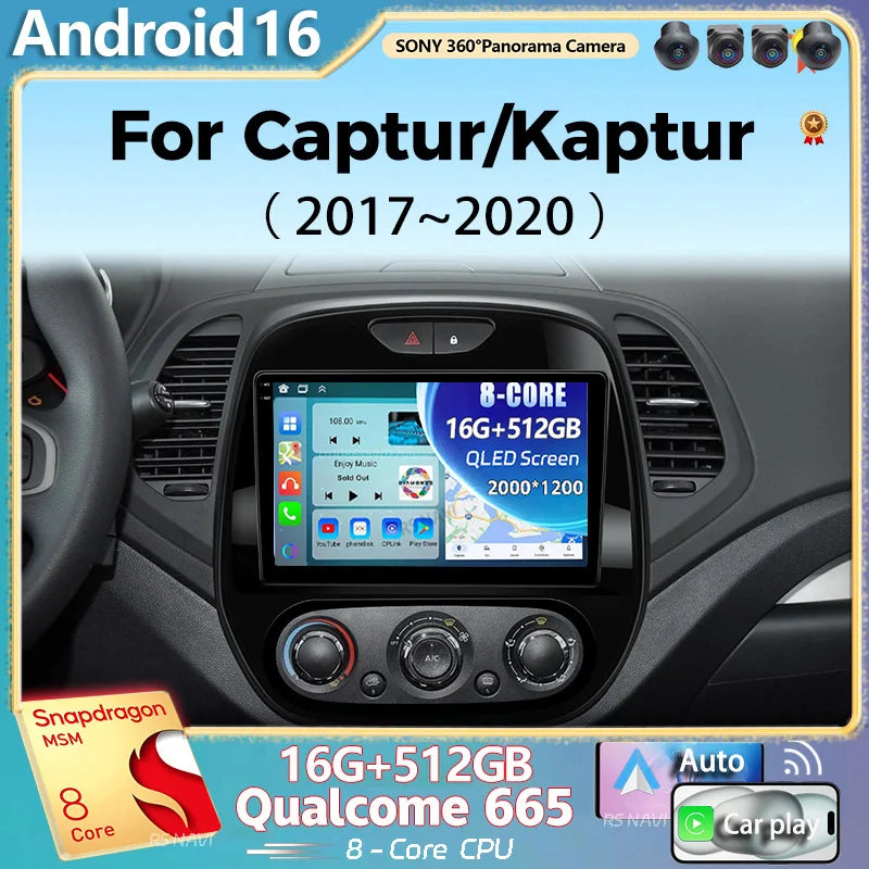 Android 16 Car Radio For Renault Kaptur Captur Clio Samsung QM3 2017 2018 2019 2020 Wirele