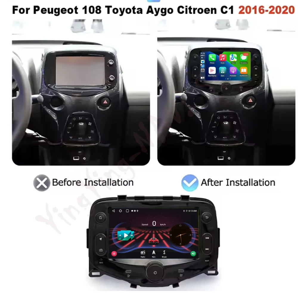 Car Multimedia Radio Player Android 16 For Toyota Aygo Peugeot 108 Citroen C1 2014 2015 20