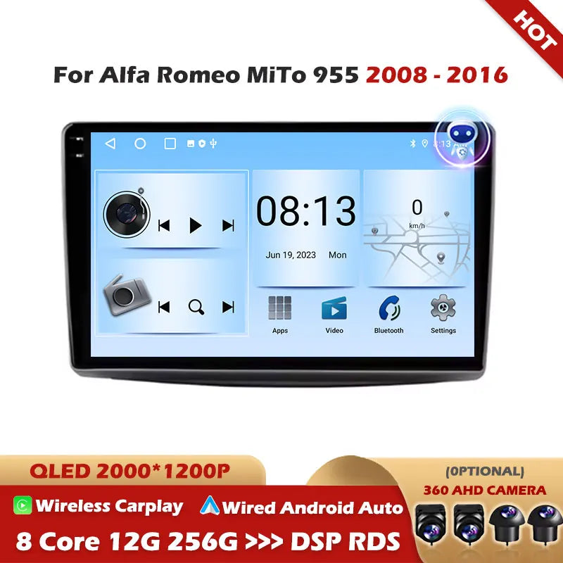 For Alfa Romeo MiTo 955 2008 - 2016 Car Radio Multimedia Video Player Android Auto GPS Nav