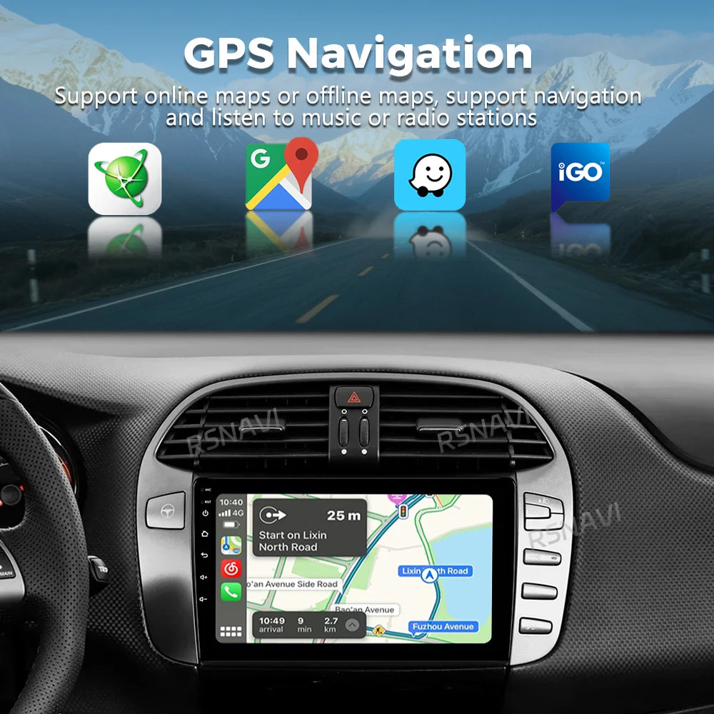 Android 16 For Fiat Bravo 198 2 II 2007 - 2014 2K QLED Stereo Car Radio Multimedia Video P