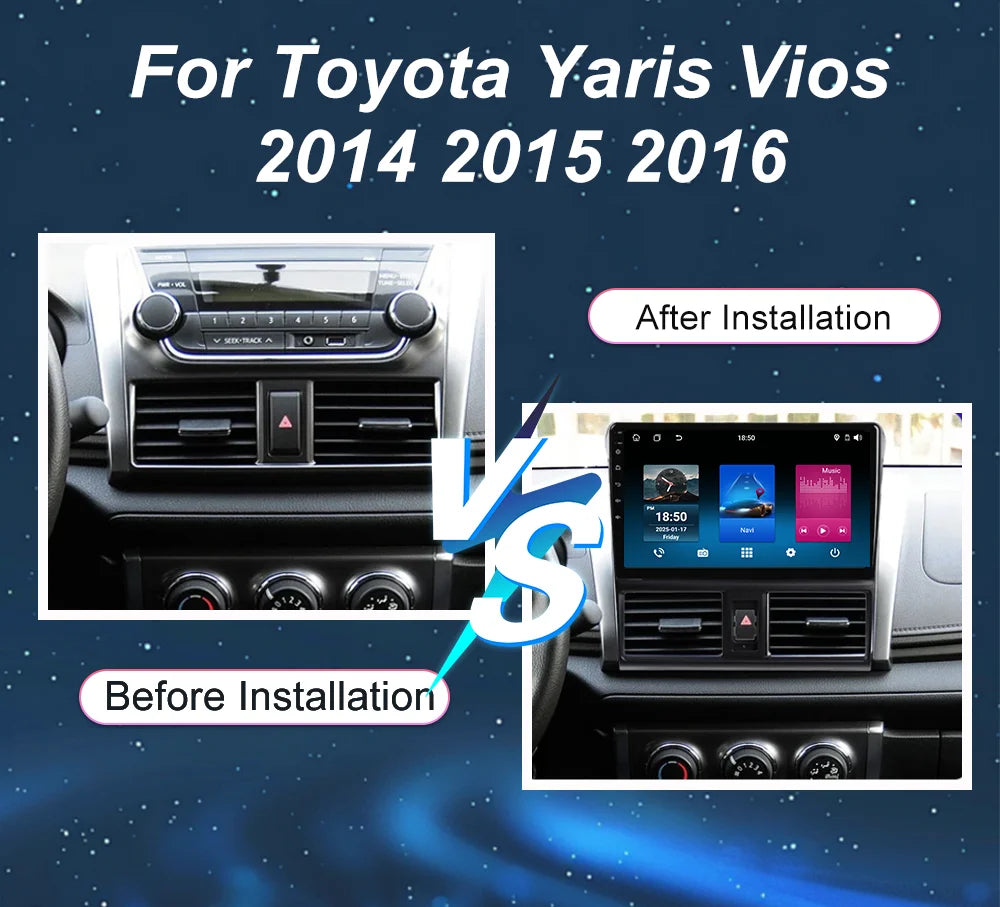 Android 16 Car For Toyota Yaris Vios 2014 - 2016 Auto Radio Stereo Multimidia Player GPS N