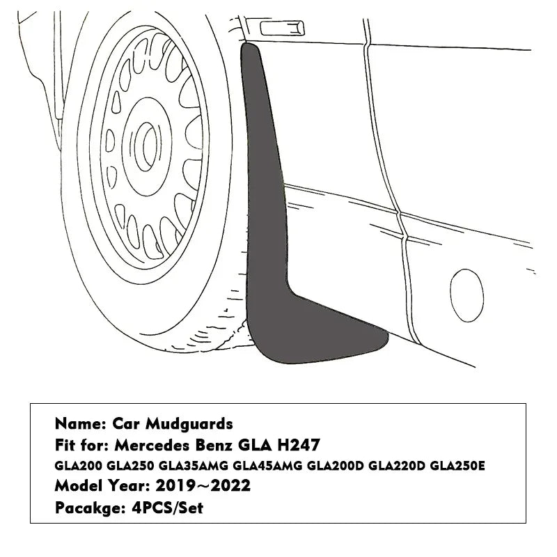 For Mercedes Benz GLA H247 2020~2022 Car Mud Flaps Mudguards Fenders Flares Splash Durafla | AUTOKITSHOP