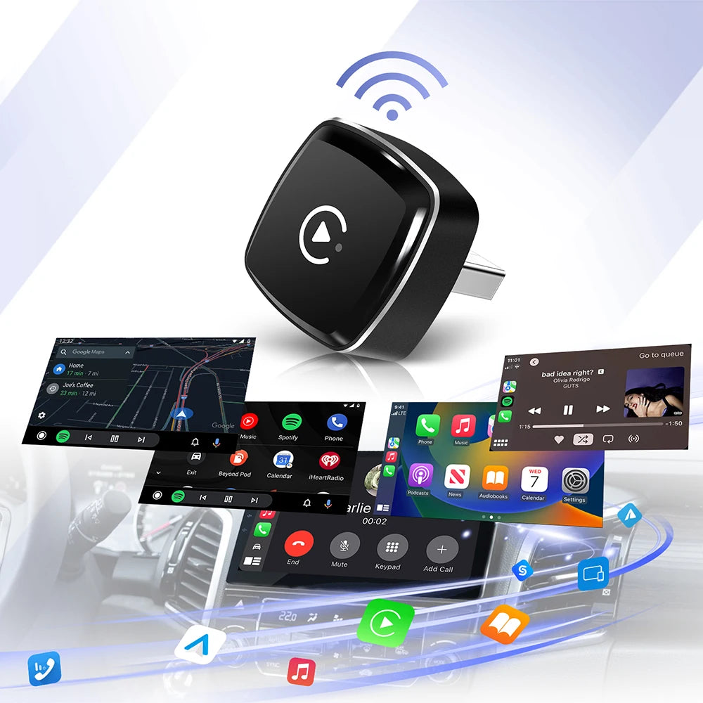 2 IN 1 Wireless Carplay Adapter, Converts Wired to Wireless carplay Adapter for iPhone, Wi | AUTOKITSHOP
