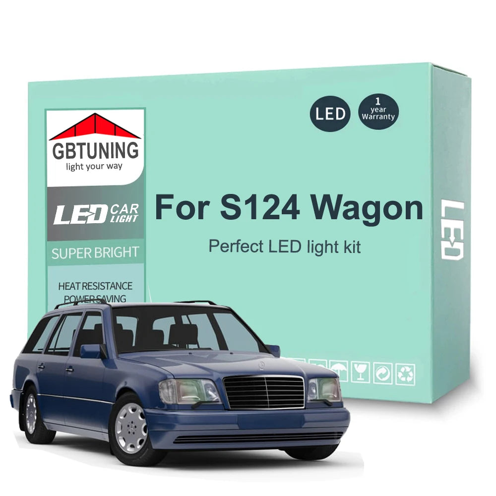 17-Piece LED Interior Light Kit for Mercedes Benz E Class S124 Wagon Estate 1986-1996 - Canbus Dome Map Door Trunk Bu...