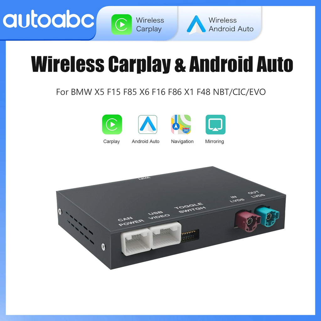 Wireless CarPlay Android Auto for BMW X6 E71 X5 E70 F15 EVO BNT CIC System with AirPlay Fu
