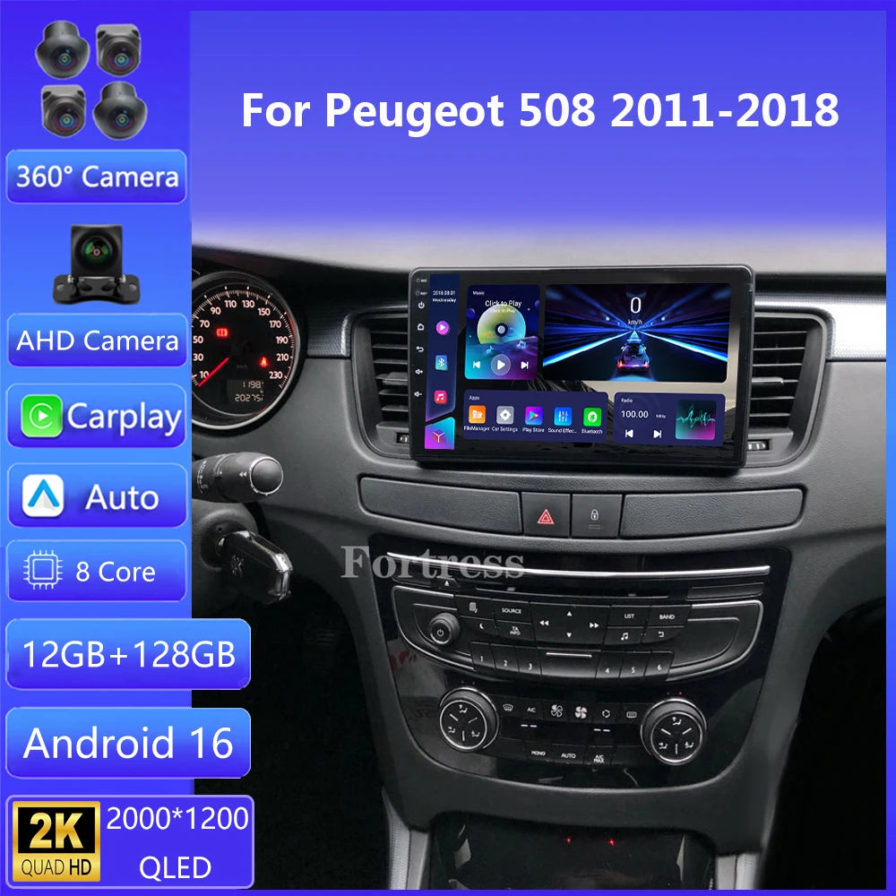 Android 16 For Peugeot 508 2011 - 2018 android Car Radio Multimedia Carplay Video Player N