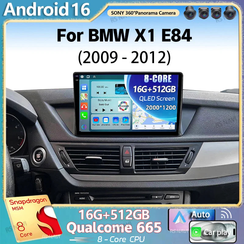 Android 16 For BMW X1 E84 2009 - 2012 2K QLED Android Car Radio Multimedia Video Player GP