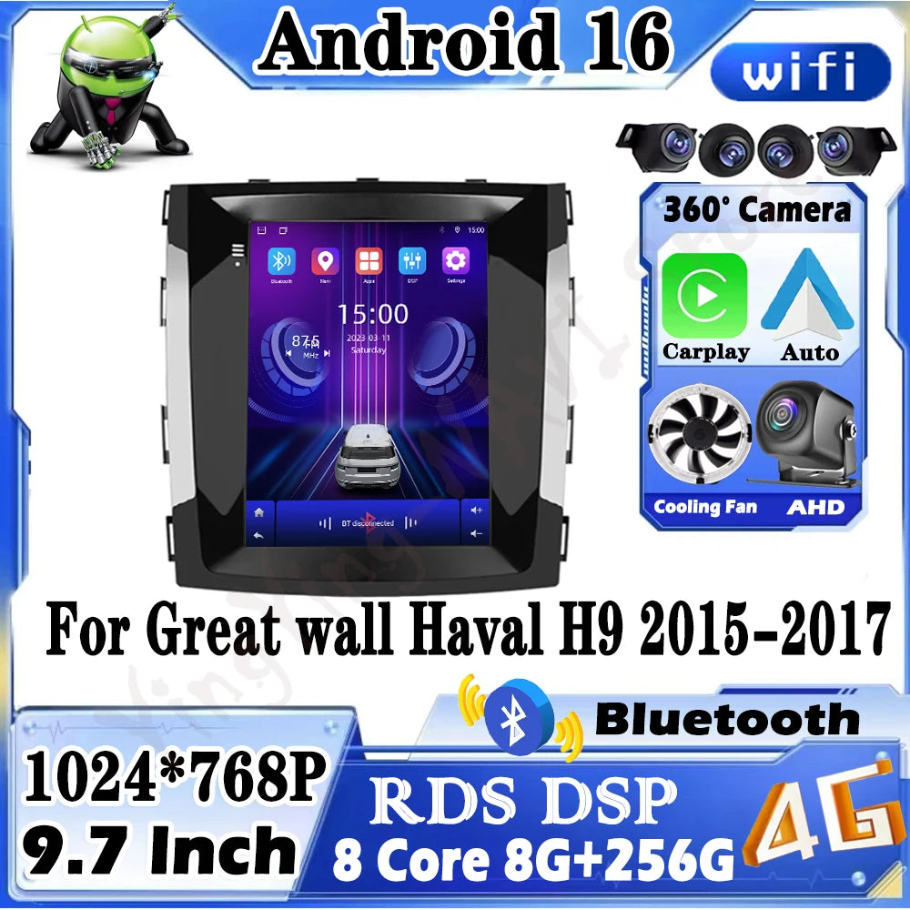 Wireless Carplay GPS Navigation for Great wall Haval H9 2015-2017 Bluetooth Coolingfan Aut